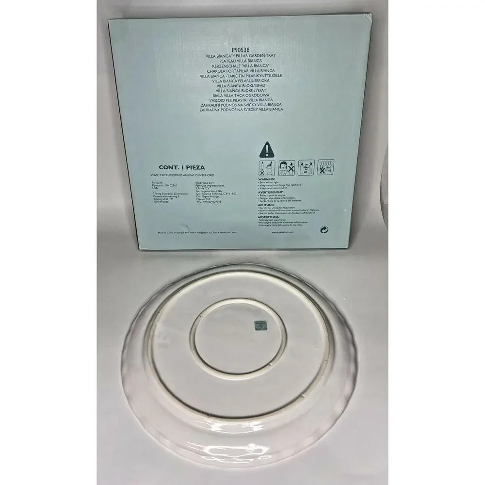 PartyLite Villa Bianca Pillar Garden Tray Retired 11